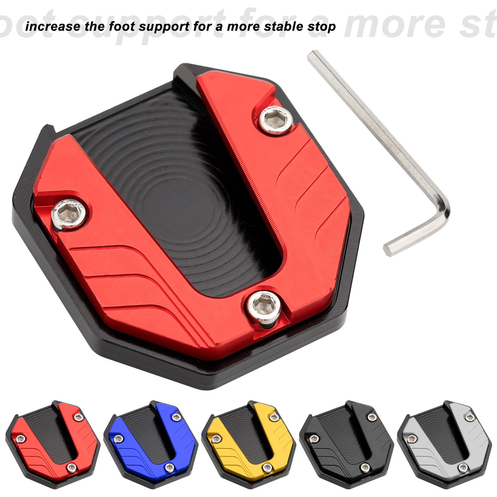 LEINOX Motorcycle Side Stand pad Universal Motorcycle Kickstand Extender  Foot Side Stand Extension Pad Plate Anti-Skid Enlarged Base Fit All Moto