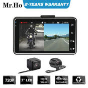 Motorcycle DVR Dual Dash Cam with Wide Angle & Night Vision