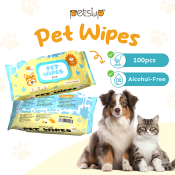 Petsup Pet Wipes - 100pcs, Multifunctional Cleaning for Cats and Dogs