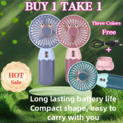 Buy 1 Get 1 Mini Handheld Fan with LED Display