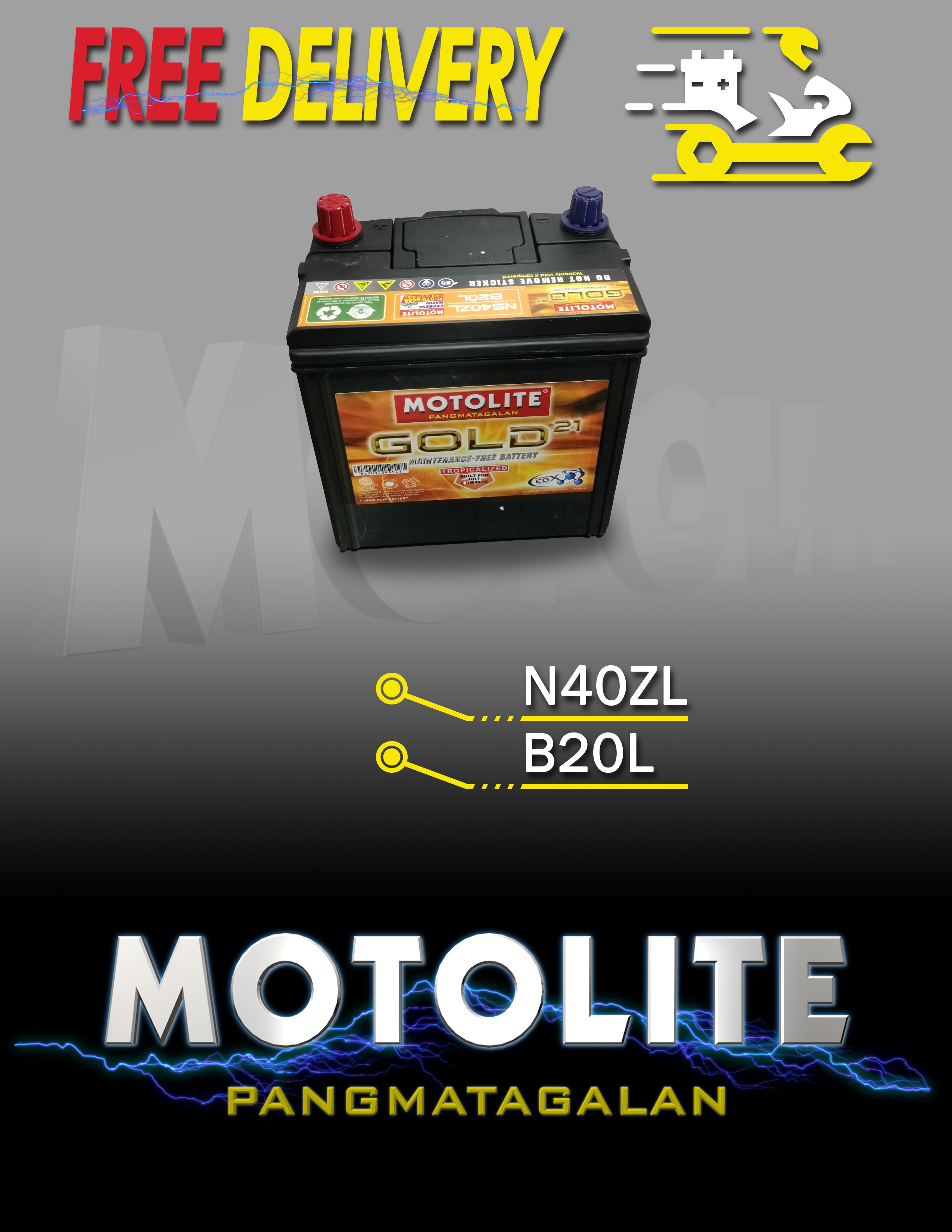 Motolite NS40 B20L Gold Maintenance Free Lead acid Car Battery