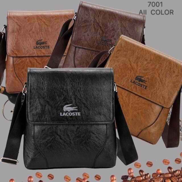 7001 Lacoste Men Leather Sling Bag 
