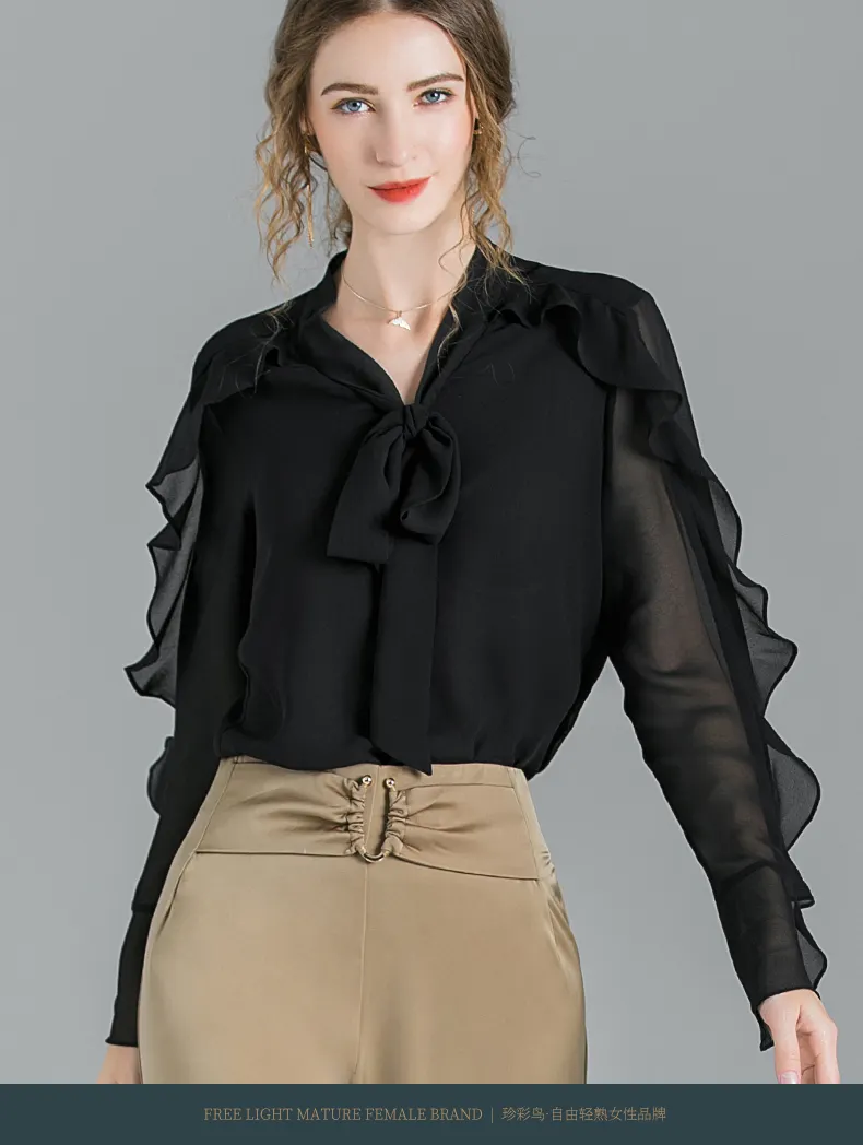 ruffle bow blouse