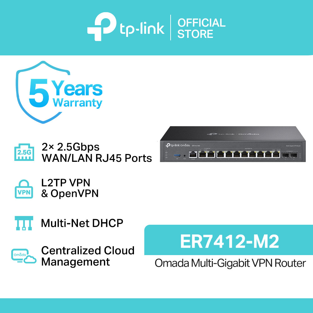 TP-Link Official / ER7412-M2 / Omada 2.0GHz Quad-Core Multi-Gigabit VPN Router