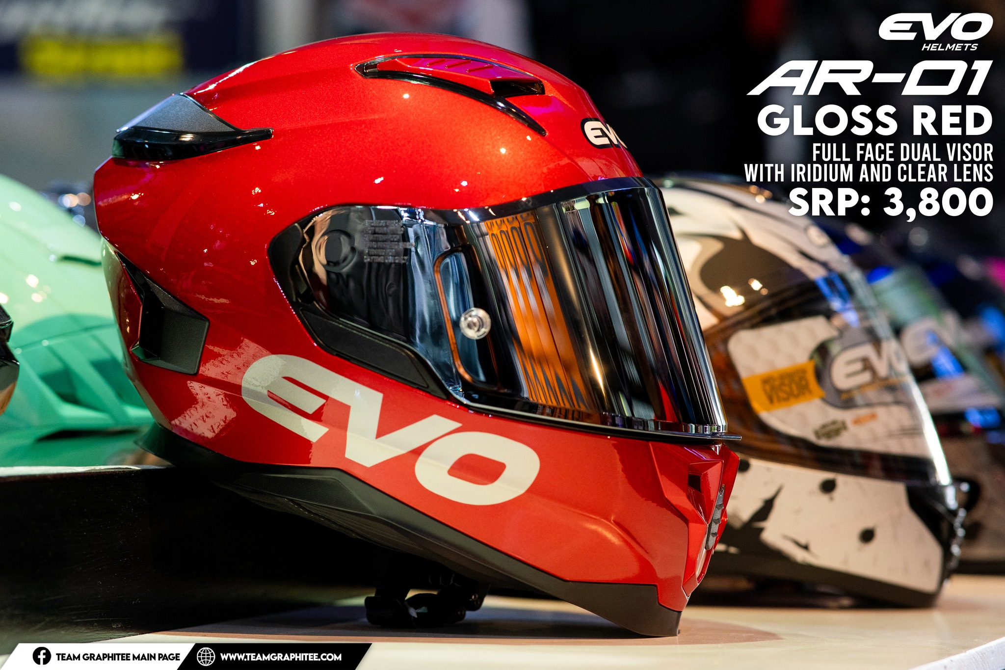 Red Evo Helmet Dual Visor Price EVO SR-X Plain Full Face Dual