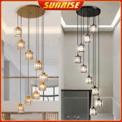 Tricolor Stair Chandelier for High Ceilings by Brand X