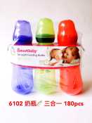 3-Pack Baby Bottles 280ml & 120ml - Purple, Green, Pink