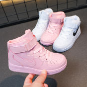 White Rubber High-Top Sneakers for Kids Girls (Size 25-36)