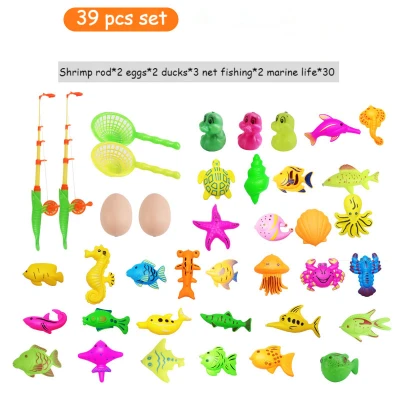 39/10PCS Children Fishing Toys Magnetic Fishing Game Rod Fish Hook Kid's Inflatable Pool (4)