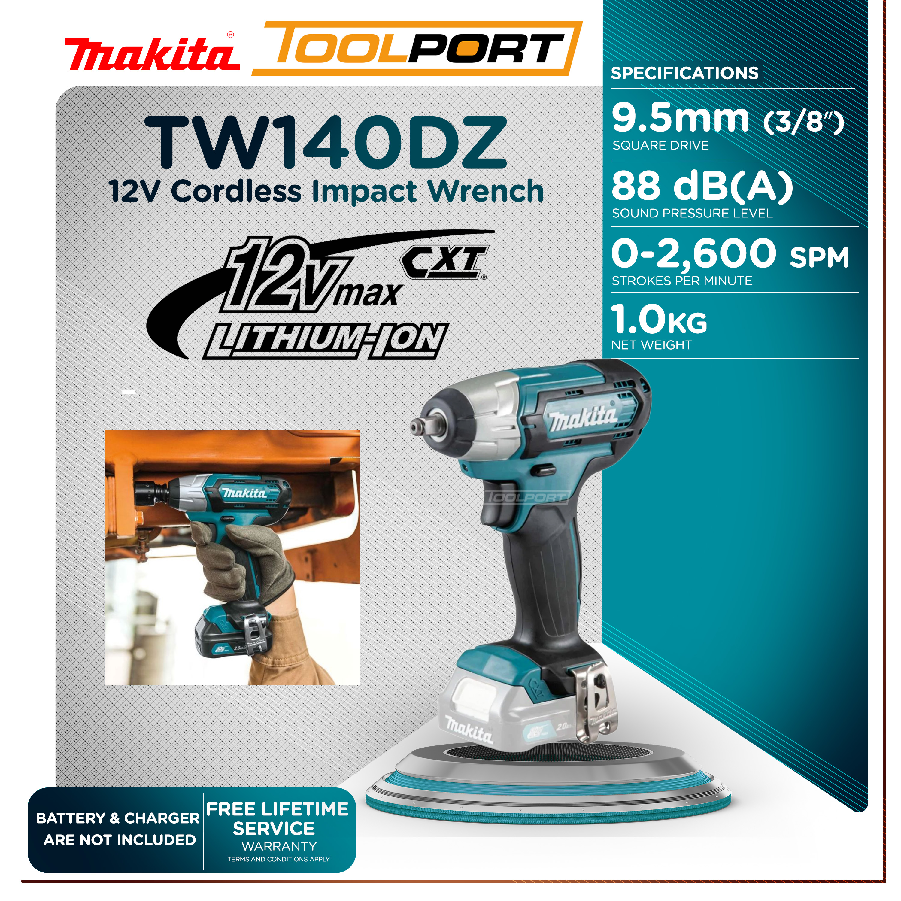 Makita XWT16Z 18V LXT(R) Lithium-Ion Brushless Cordless 4-Speed 8" Sq. Drive Impact Wrench w Friction Ring Anvil, Tool Only - 5