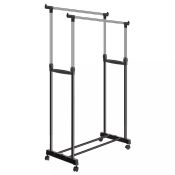 Adjustable Double Rolling Garment Rack - Portable and Durable