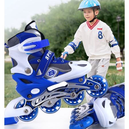 Adjustable Kid's Roller Skates with Light-Up Front Wheel by 