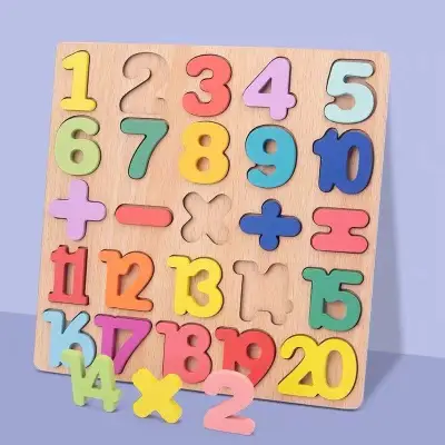 EAlphabet Digital Puzzle Wooden Toys Kid Number Letter shape Matching Jigsaw Board 20*20cm (2)