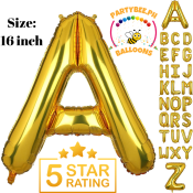 Gold Letter Balloon - 16" Birthday Party Decoration Supplies