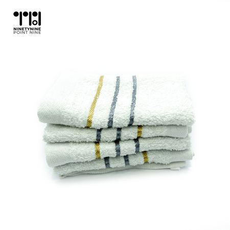 99.9 Face Towel White W/Satin Stp.