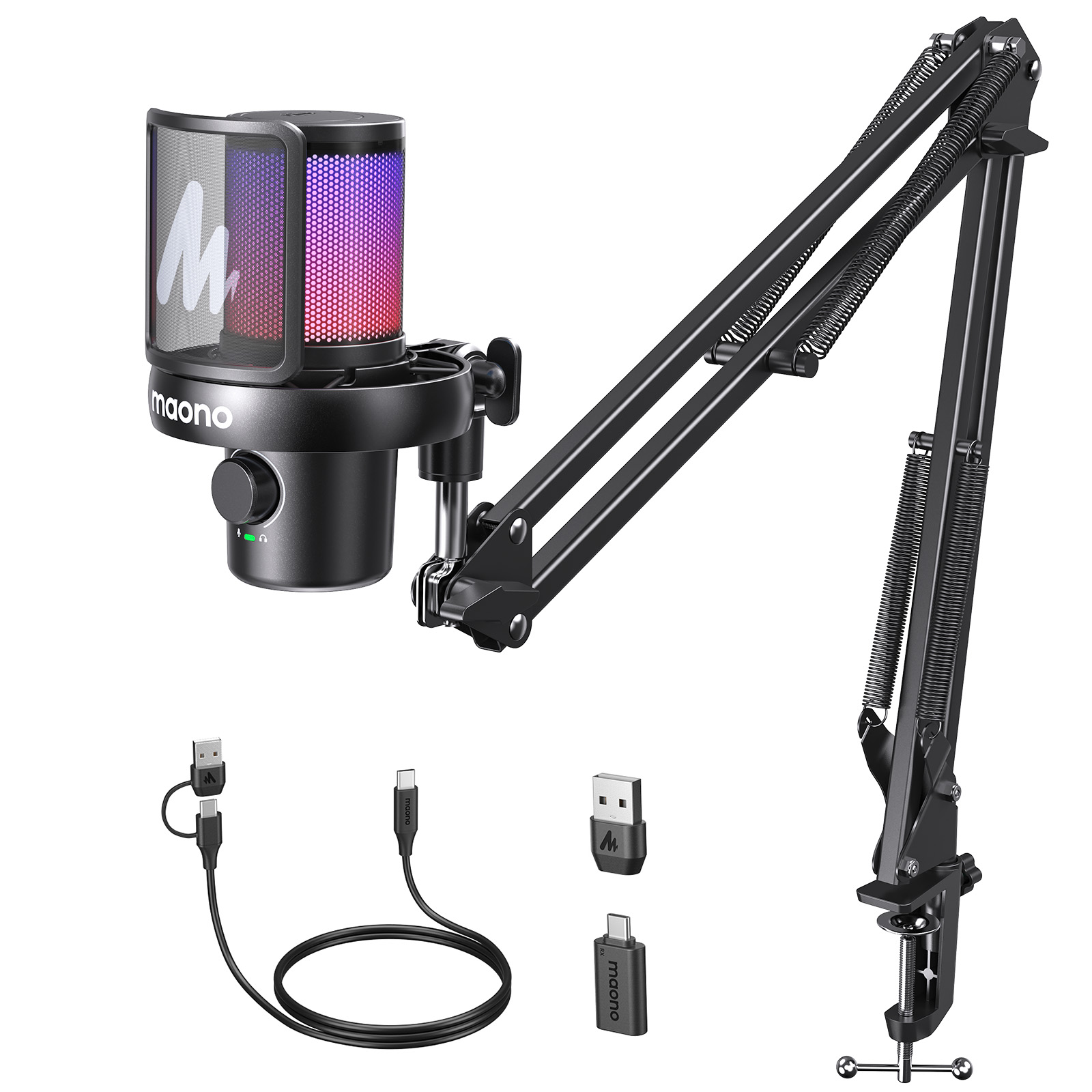 Maono Dm40 mic-rô không dây Ai Tiếng Hồi-Hủy Bỏ Microphone RGB Chơi Game tụ mic Microphone Với Phần 