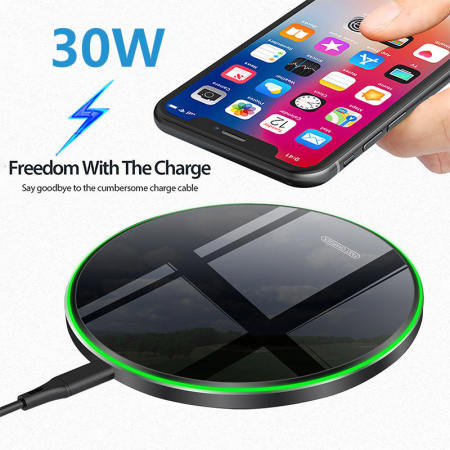 30W Fast Qi Wireless Charger for iPhone, Samsung, Xiaomi