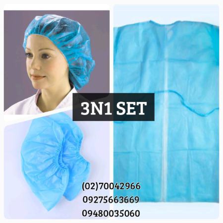 Medical Grade Disposable Isolation Gown 3N1 Set Laminated