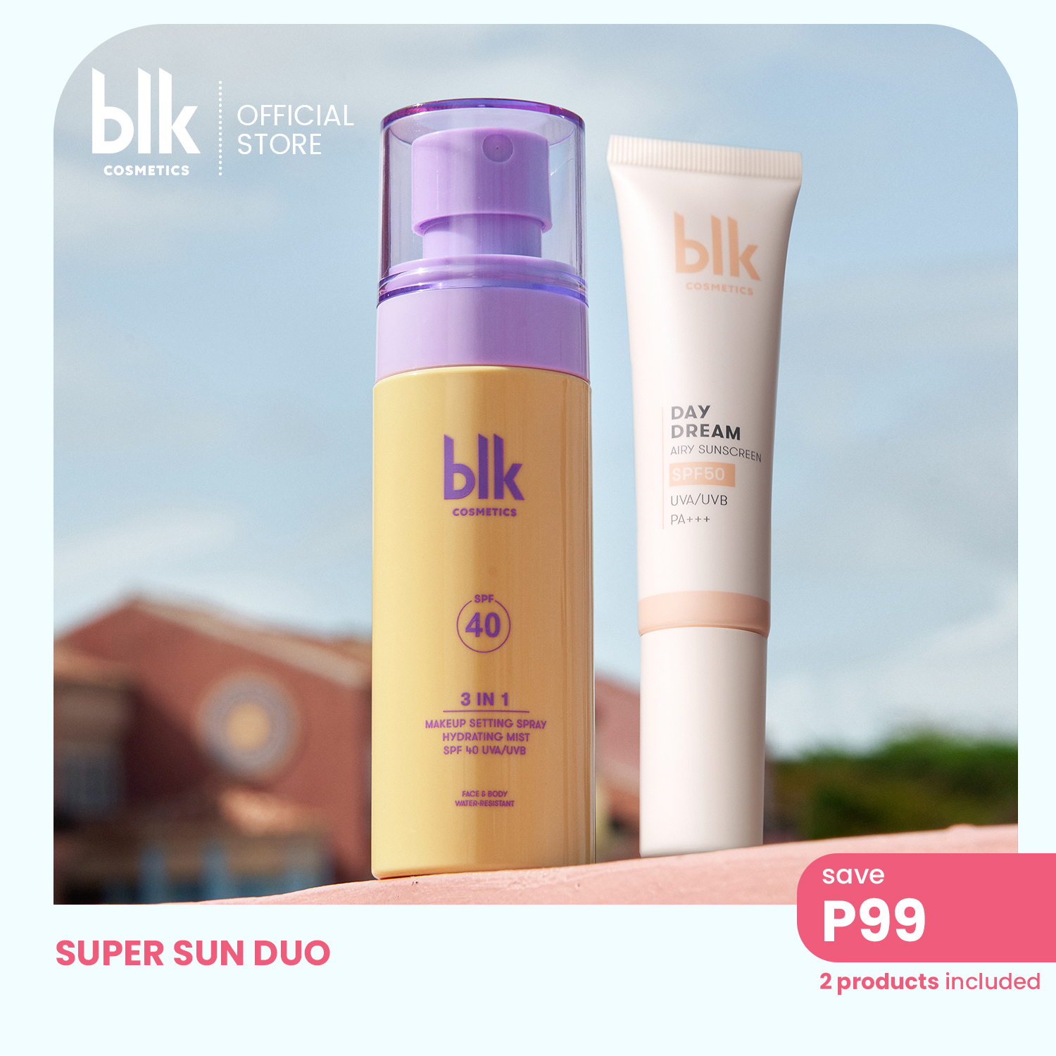 Discount on BLK Cosmetics  shoes - SKU: blk cosmetics fresh sheer sunscreen spf 50 + 3in1 setting spray & hydrating mist spf 40 UVA/UVB