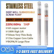 Stainless Steel Submersible Pump, 180ft, 8GPM, High Lift