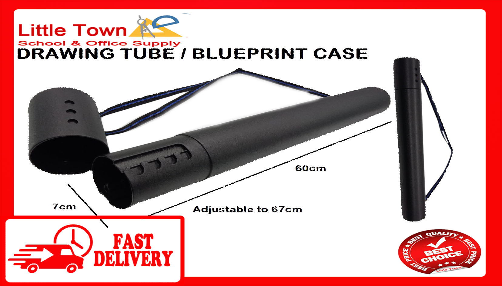 Drawing Tube Blueprint Case Telescoping Art Tube Large Plastic Black  Storage Tube Expandable Plastic Waterproof and Light Resistant Poster Tube  with Strap