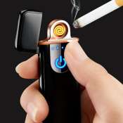 Ultra-Thin USB Rechargeable Windproof Lighter with Fingerprint Sensor