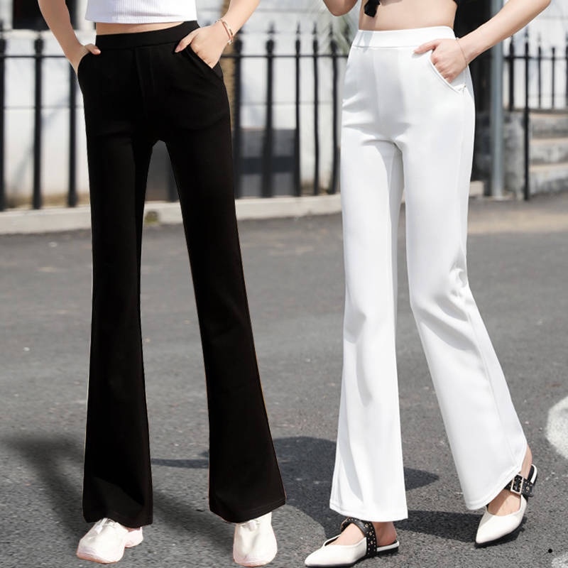 CODjoxhz895 Plus Size Flare Long Pants for Women Korean Style High Waist  Formal Office Stretchable Slacks Baggy Black Slocks Trendy Flared Trouser