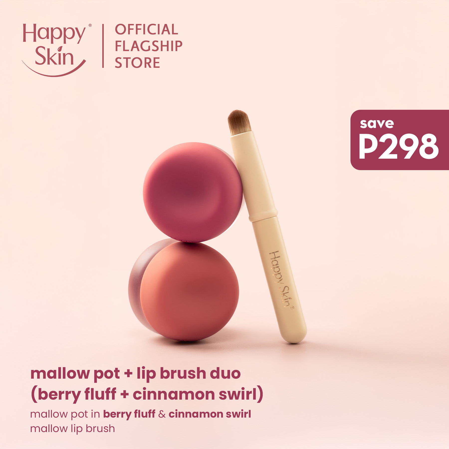 Discount on Happy Skin  shoes - SKU: Happy Skin Mallow Pot + Lip Brush Duo