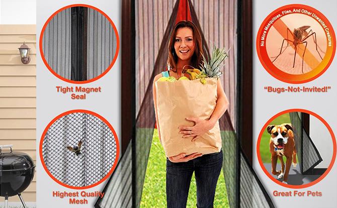 Skycorp Insects Protector Magic Mesh Instant Screen Door Black