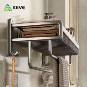 Keve Space Aluminum Bathroom Organizer Rack and Towel Holder