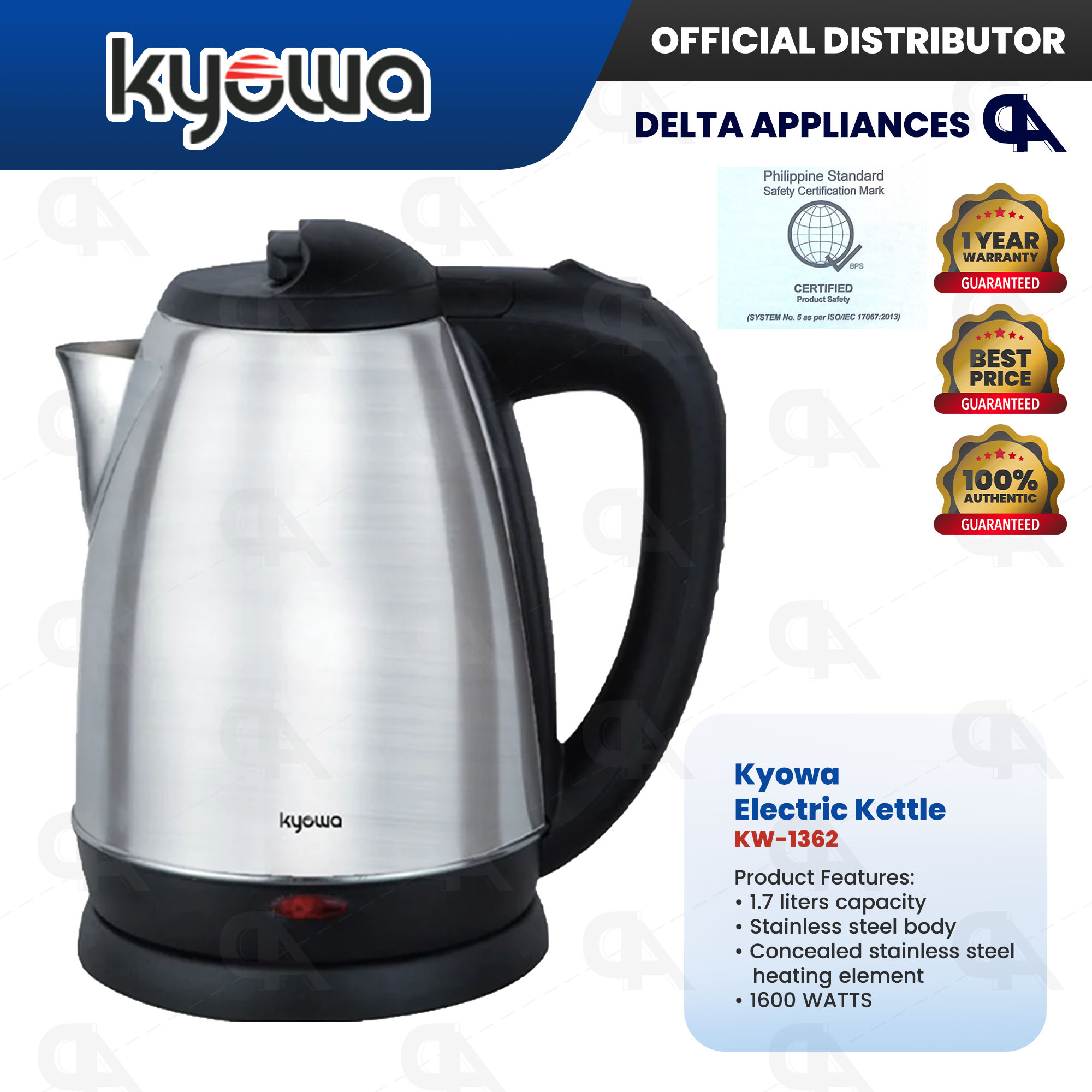 Kyowa Electric Kettle Stainless Steel Water Heater Heavy Duty