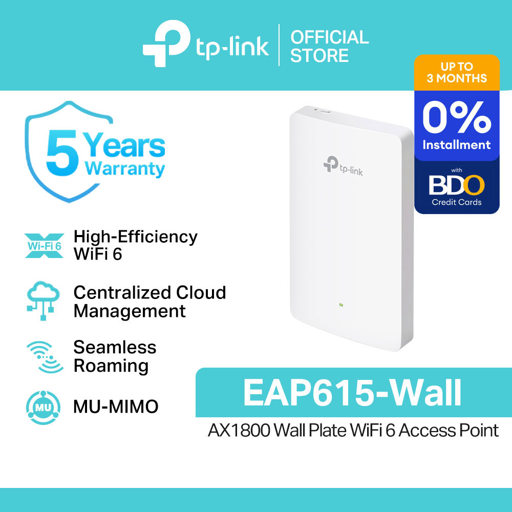 TP-Link Official Store / EAP615-Wall AX1800 / 2.4GHz and 5GHz Dual Band WiFi 6 Wall Plate Mesh Fiber Wi-Fi Wireless Range Extender Long Range Access Point Signal Booster for All Network