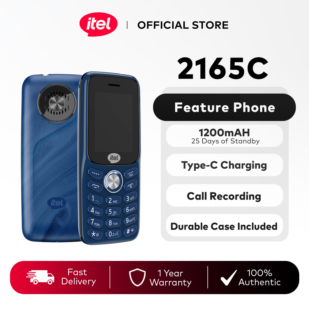 itel 2165C Keypad Cellphone / Dual Sim / 1200mAh Type-C / Wireless Fm