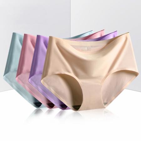 WILD FASHION Ice Silk Seamless Mid Rise Sexy Panties