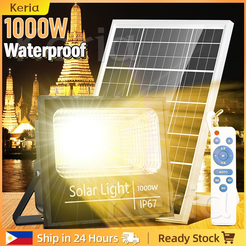 Keria 300W LED Solar Flood Lights 24000Lumens Street Flood Light Outdoor  IP67 Waterproof with Remote Control Security Lighting for Yard, Garden,  Gutter, Swimming Pool, Pathway, Basketball Court, Arena Lazada PH