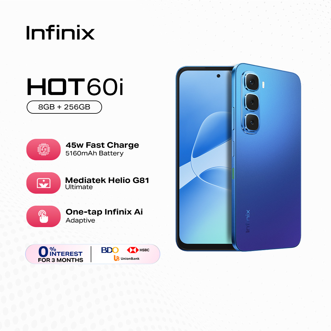 Infinix HOT 60i, (up to 16GB [8GB + 256GB]] / MediaTek Helio G81 Ultimate / 7.7mm Slim Frame / 6.7" IPS 120hz 700nit Display / Adaptive One-Tap Infinix AI / 45W Fast Charge 5160mAh (1 year local warranty) Smart Phone