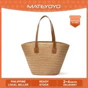 MATEYOYO Straw Bucket Bag - Casual Summer Crossbody Handbag