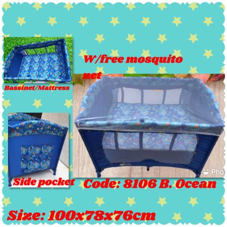 BABY ANGEL Blue Ocean Crib/Playpen with Mosquito Net