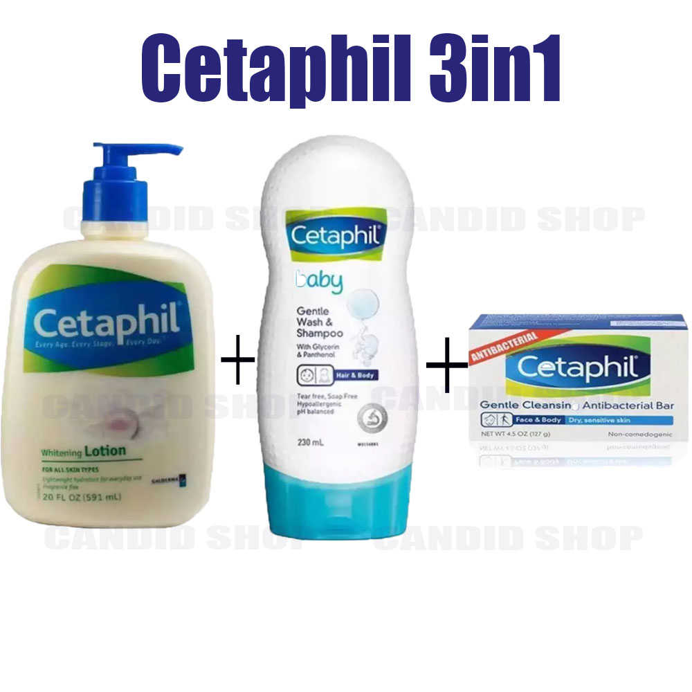 Cetaphil Lotion 591ml + shampoo 230ML+ Soap Bar 127g