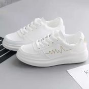 Korean Running White Shoes Lace-up Style For Women Fashion