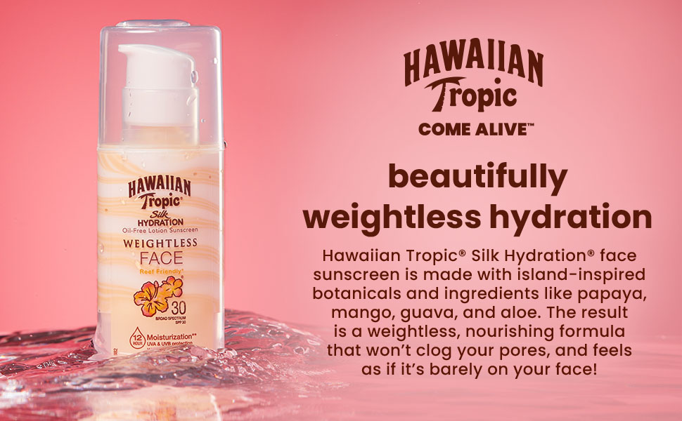 Hawaiian Tropic silk weightless hydration sunscreen sun screen face lotion Neutrogena Coppertone