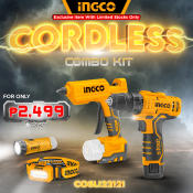 INGCO 12V Cordless Combo Kit Set, 4PCS, Li-Ion Battery