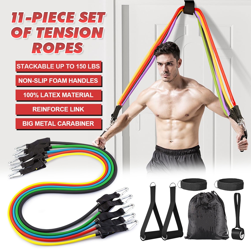 11-Piece Resistance Band Set for Yoga and Fitness Training