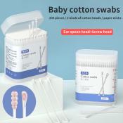 Double-Headed Baby Cotton Swabs - 200 Pack for Cleaning