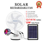 "Portable Solar Electric Fan with USB Charging and Lights"