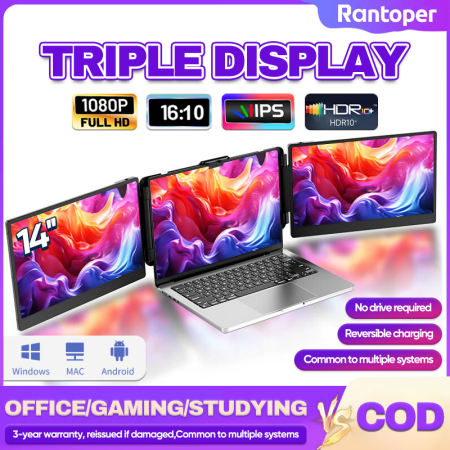 Rantoper 14" Dual Screen Portable Monitor - 1080P/4K/60Hz/144Hz