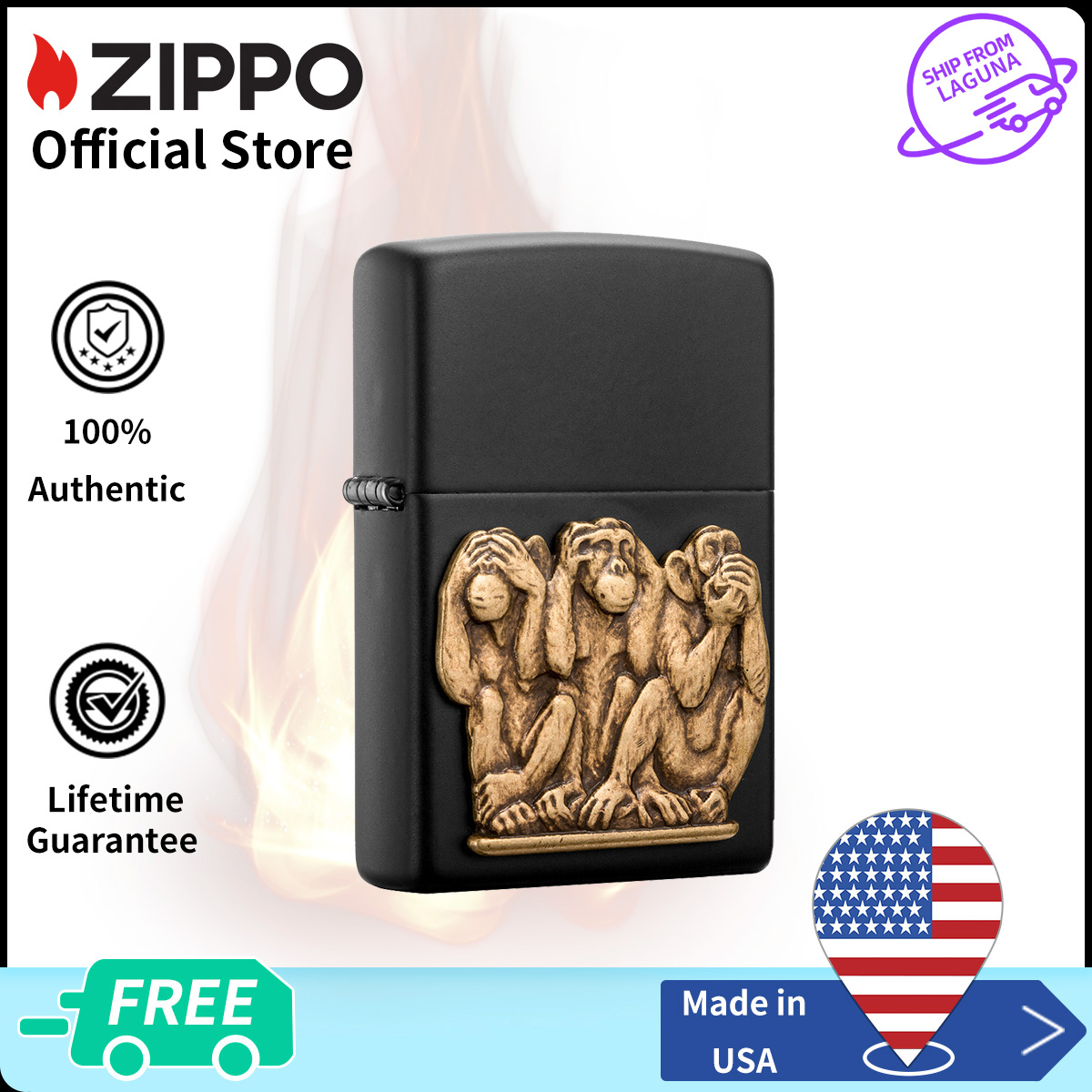 Zippo Rusted Skull Design Chrome Pocket Lighter | Zippo 29870