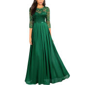 Green Chiffon Lace Bridesmaid Wedding Dress - 