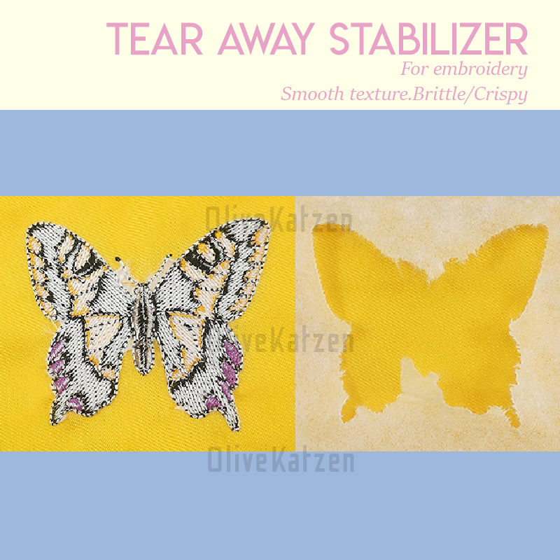 Embroidery Stabilizer Tear Away Crispy/Brittle Texture Easy Tear Embroidery  Backing OliveKatzen