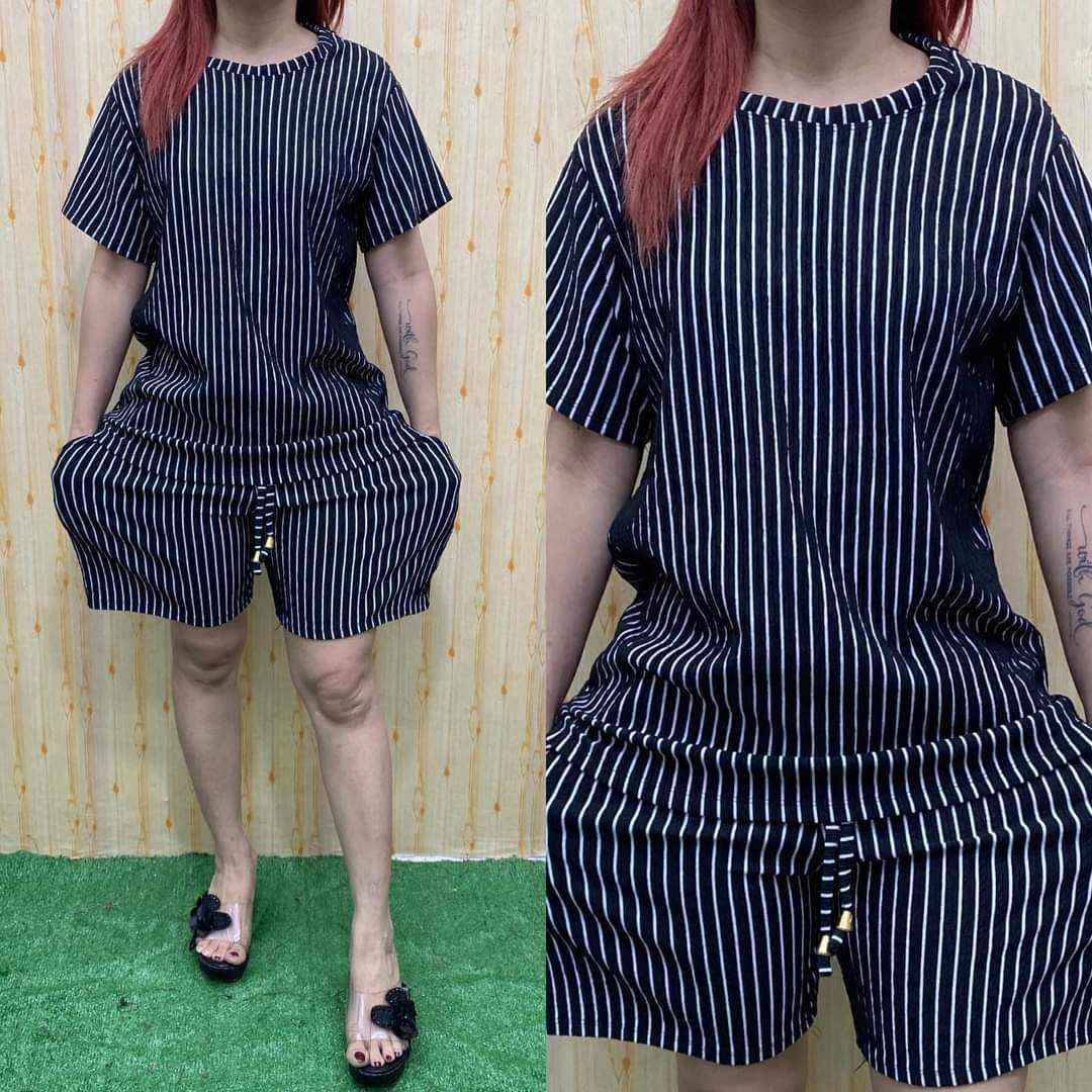 3PCS ASSORTED BARK CREPE STRIPE TERNO SHORT UP TO 3XL